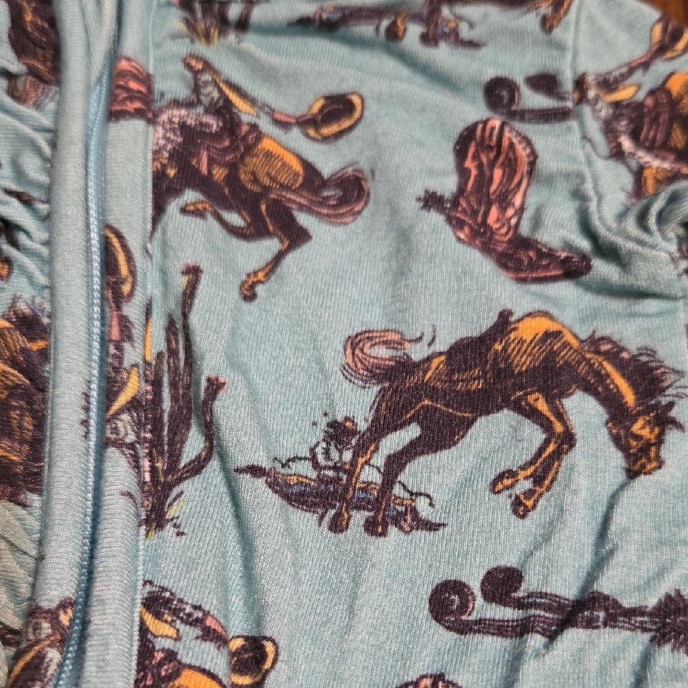Blue Western Print Kids One Piece - Picture 2 of 3